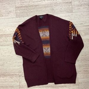 Pendleton Women’s L maroon and gold 100% cotton cardigan sweater